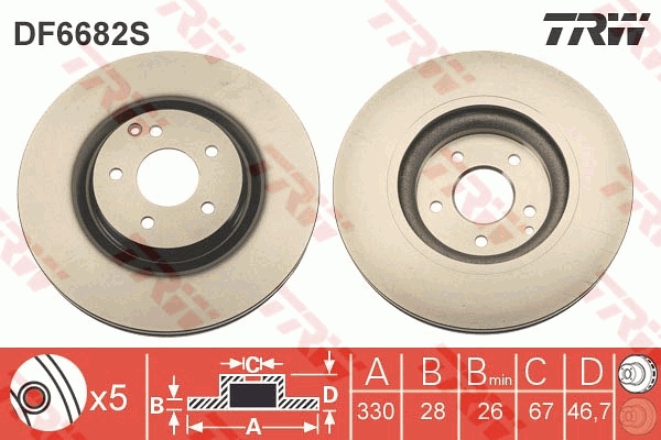 Brake Disc - DF6682S TRW