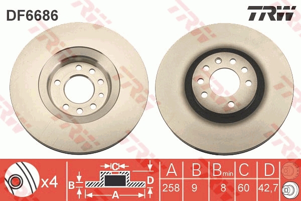Brake Disc - DF6686 TRW