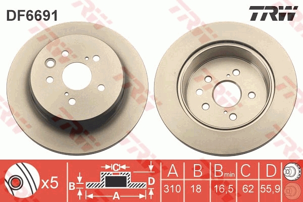 Brake Disc - DF6691 TRW