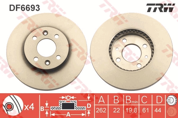 Brake Disc - DF6693 TRW