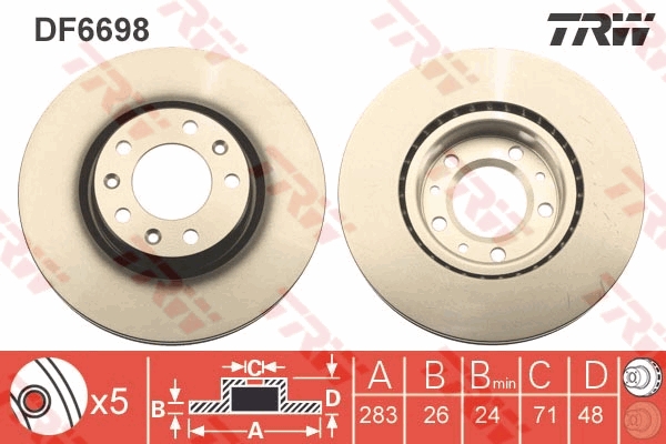 Brake Disc - DF6698 TRW