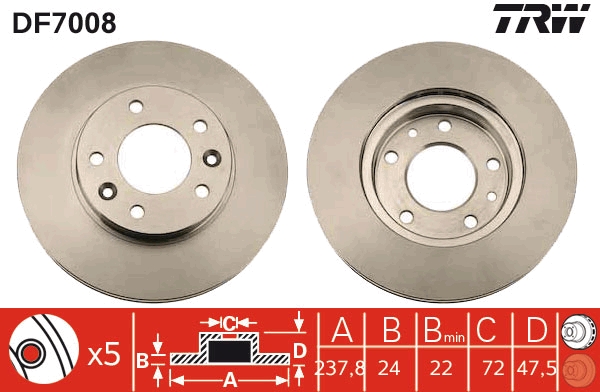 Brake Disc - DF7008 TRW