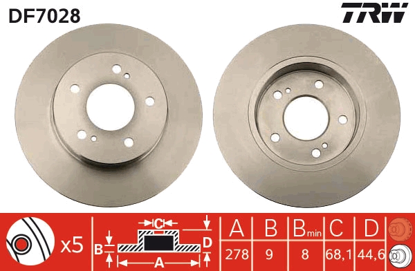 Brake Disc - DF7028 TRW