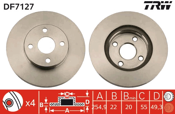 Brake Disc - DF7127 TRW