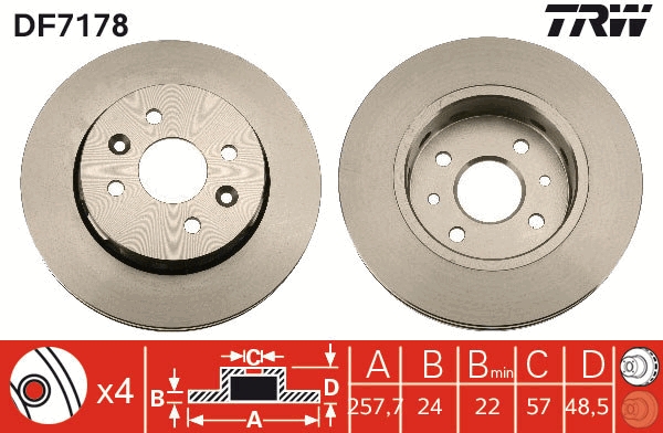 Bremsscheibe - DF7178 TRW
