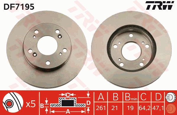 Bremsscheibe - DF7195 TRW