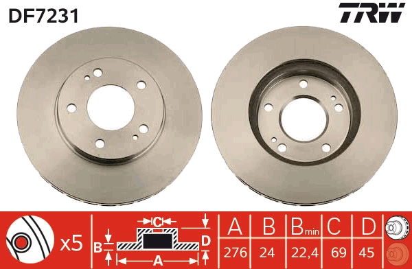 Brake Disc - DF7231 TRW