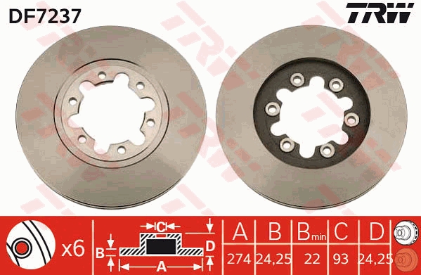 Brake Disc - DF7237 TRW