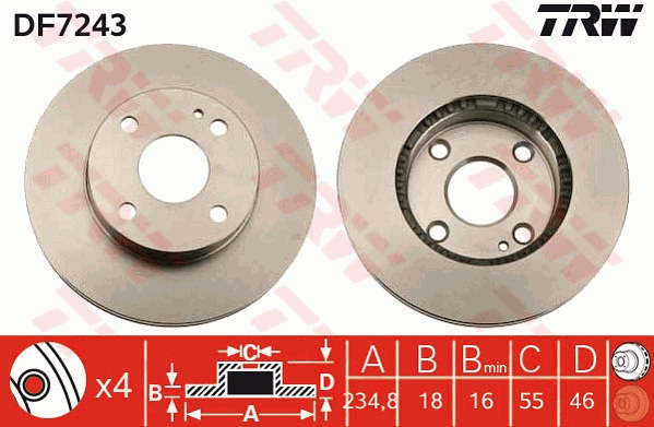 Brake Disc - DF7243 TRW