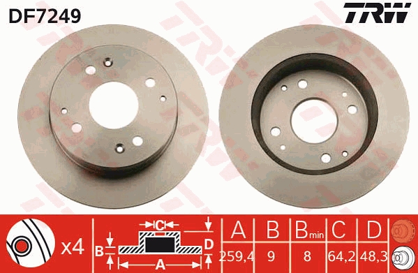 Brake Disc - DF7249 TRW