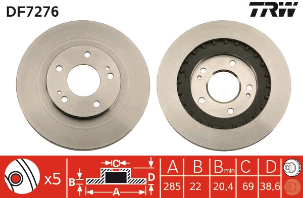 Bremsscheibe - DF7276 TRW