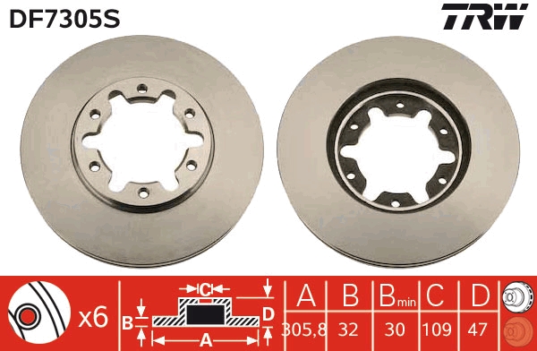 Bremsscheibe - DF7305S TRW