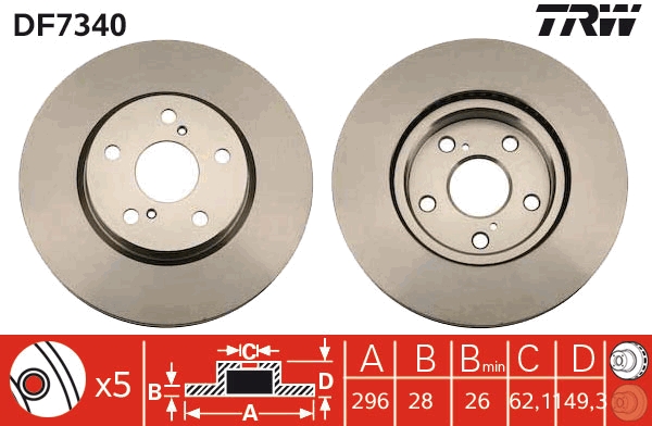 Brake Disc - DF7340 TRW