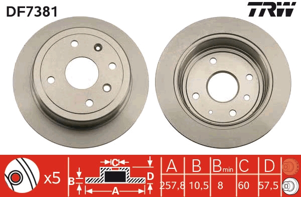 Bremsscheibe - DF7381 TRW