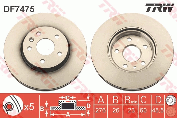 Bremsscheibe - DF7475 TRW