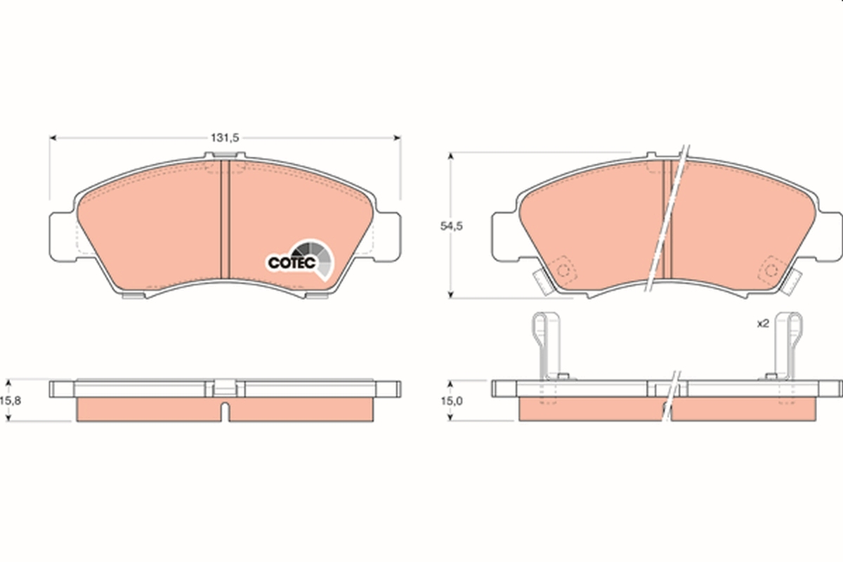 Brake Pad Set, disc brake - GDB1164 TRW