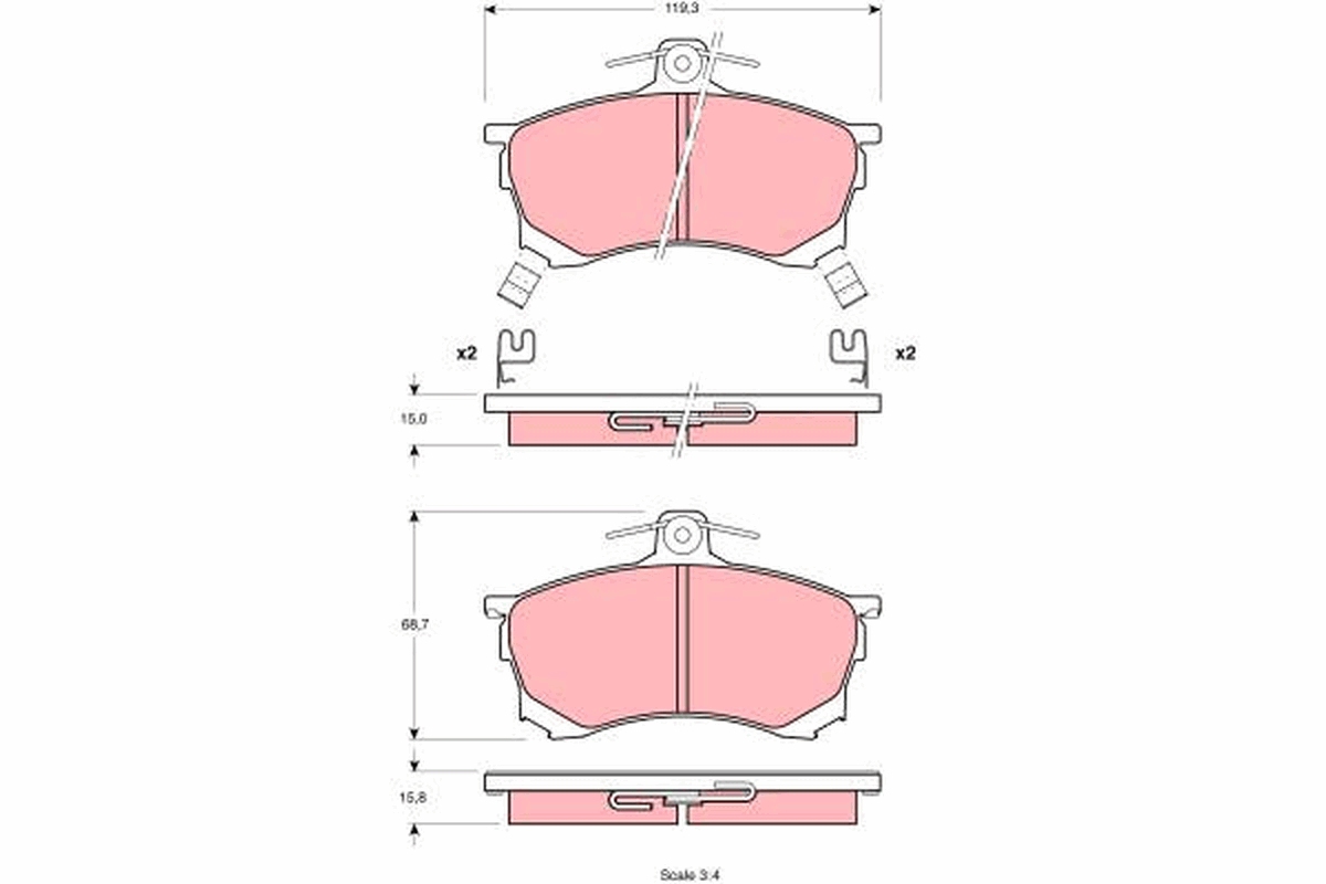 Brake Pad Set, disc brake - GDB1197 TRW