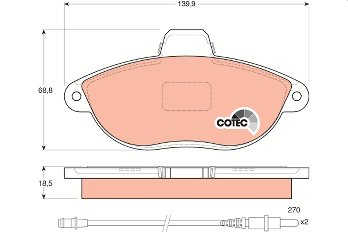 Brake Pad Set, disc brake - GDB1216 TRW