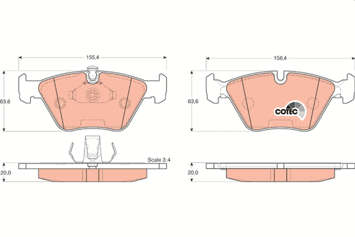 Brake Pad Set, disc brake - GDB1264 TRW