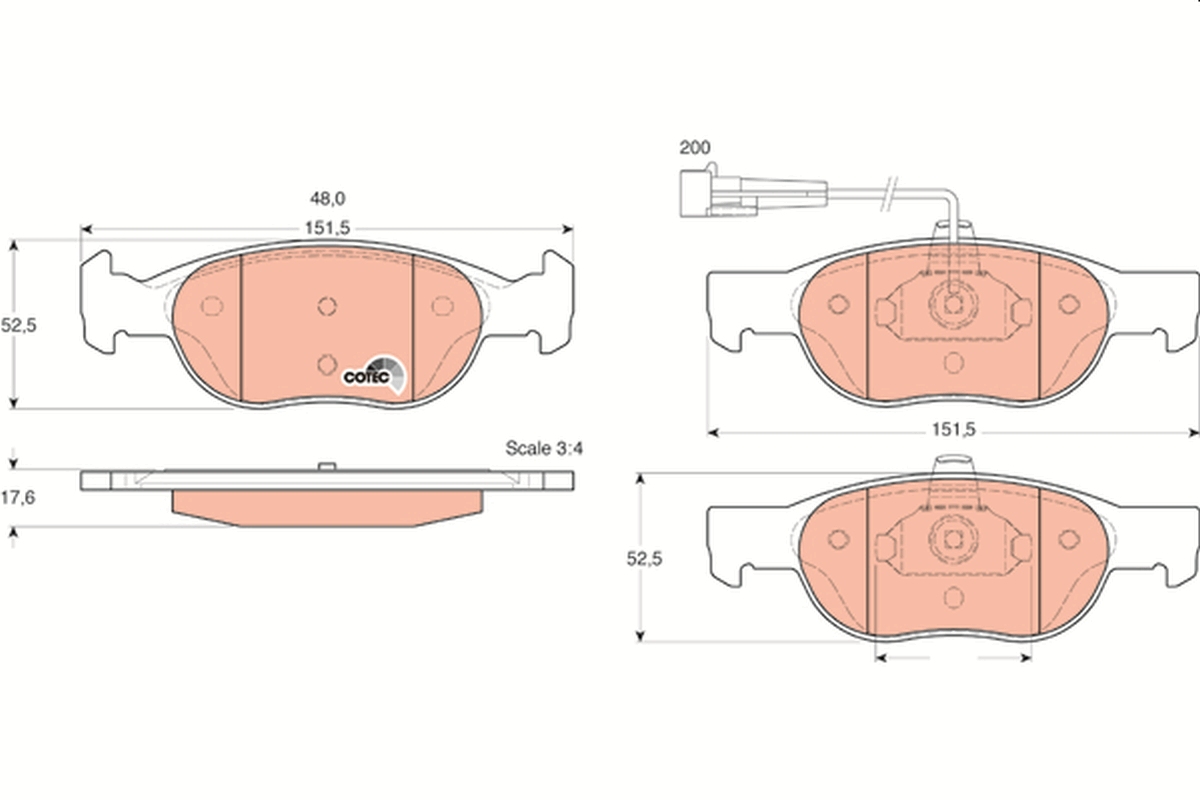 Brake Pad Set, disc brake - GDB1291 TRW