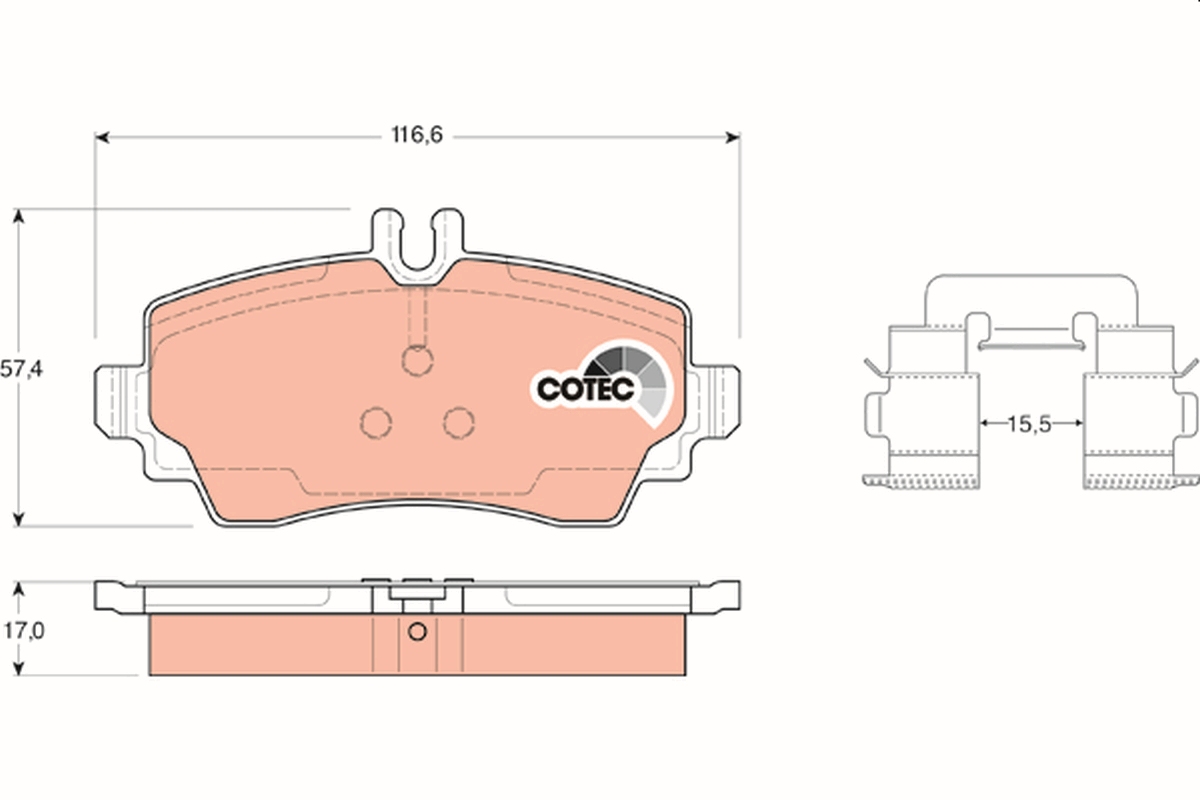Brake Pad Set, disc brake - GDB1292 TRW
