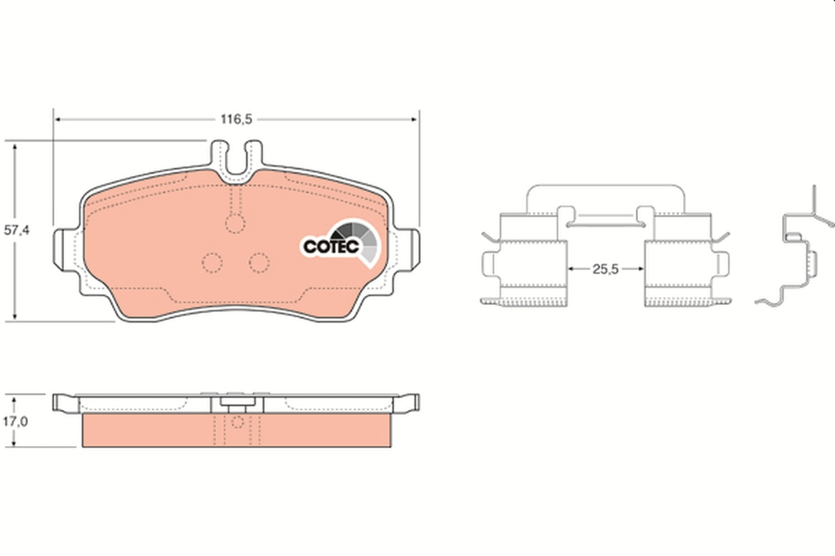 Brake Pad Set, disc brake - GDB1293 TRW