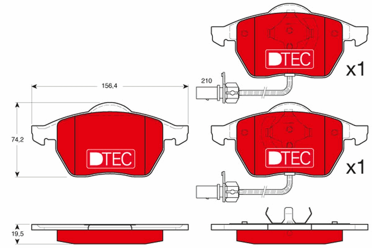 Kit pastiglie freno, Freno a disco - GDB1307DTE TRW