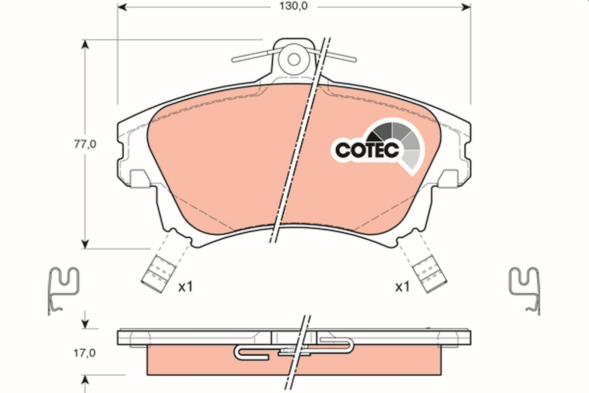 Brake Pad Set, disc brake - GDB1313 TRW