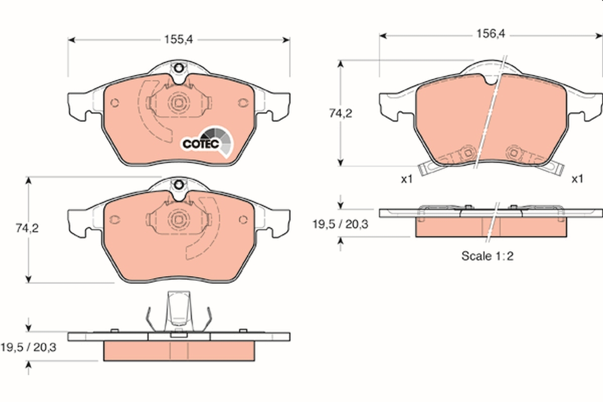 Brake Pad Set, disc brake - GDB1342 TRW
