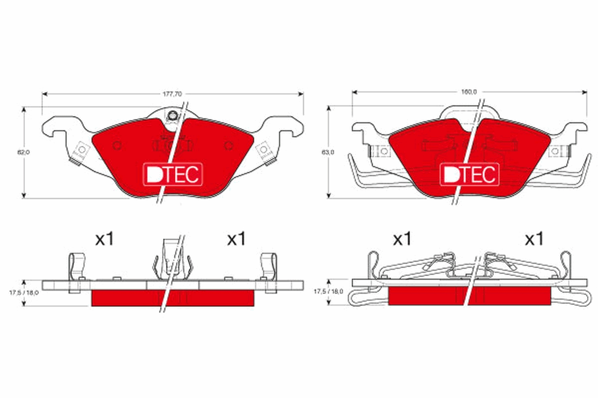 Kit pastiglie freno, Freno a disco - GDB1351DTE TRW