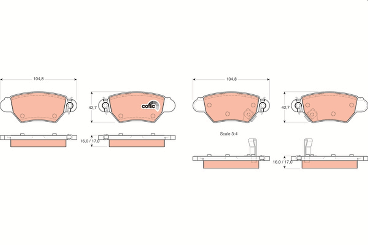 Brake Pad Set, disc brake - GDB1352 TRW