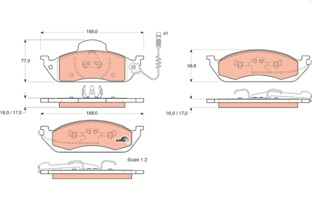 Brake Pad Set, disc brake - GDB1378 TRW
