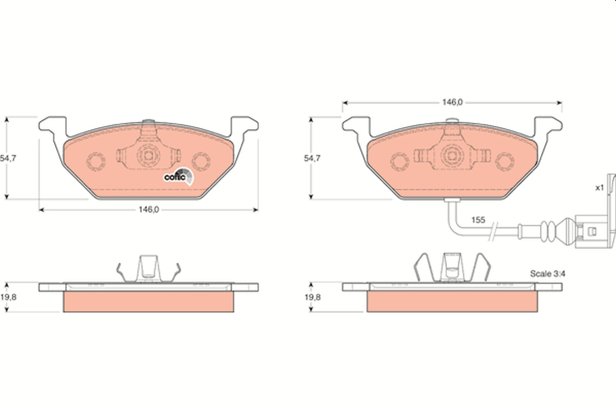 Brake Pad Set, disc brake - GDB1386 TRW