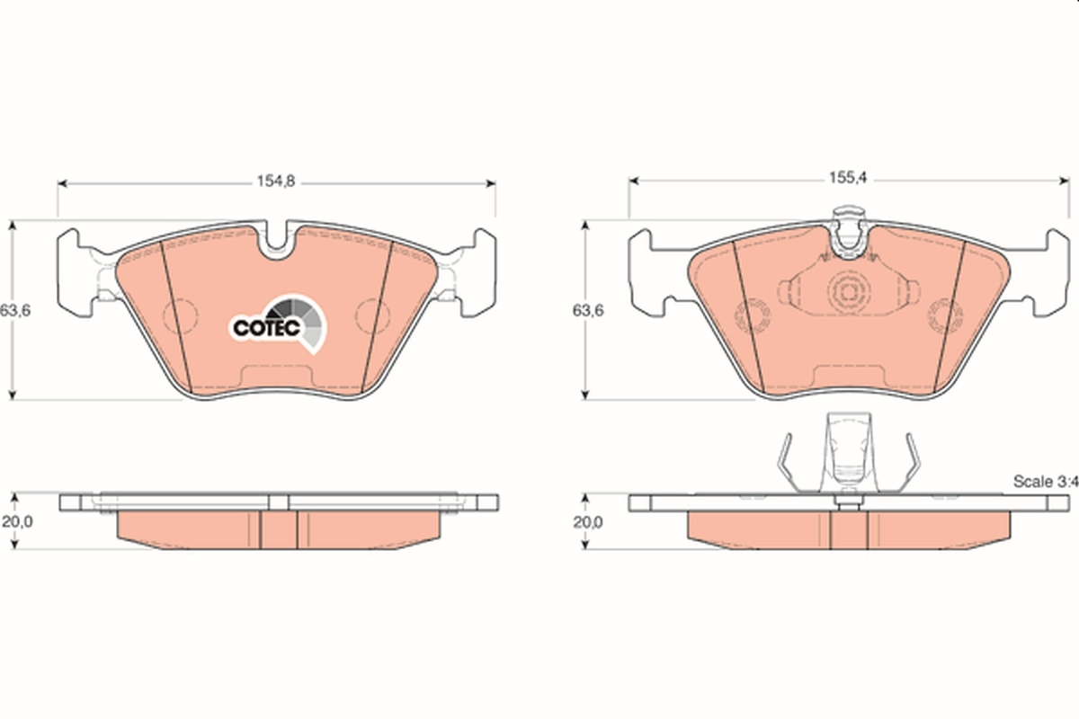 Brake Pad Set, disc brake - GDB1404 TRW