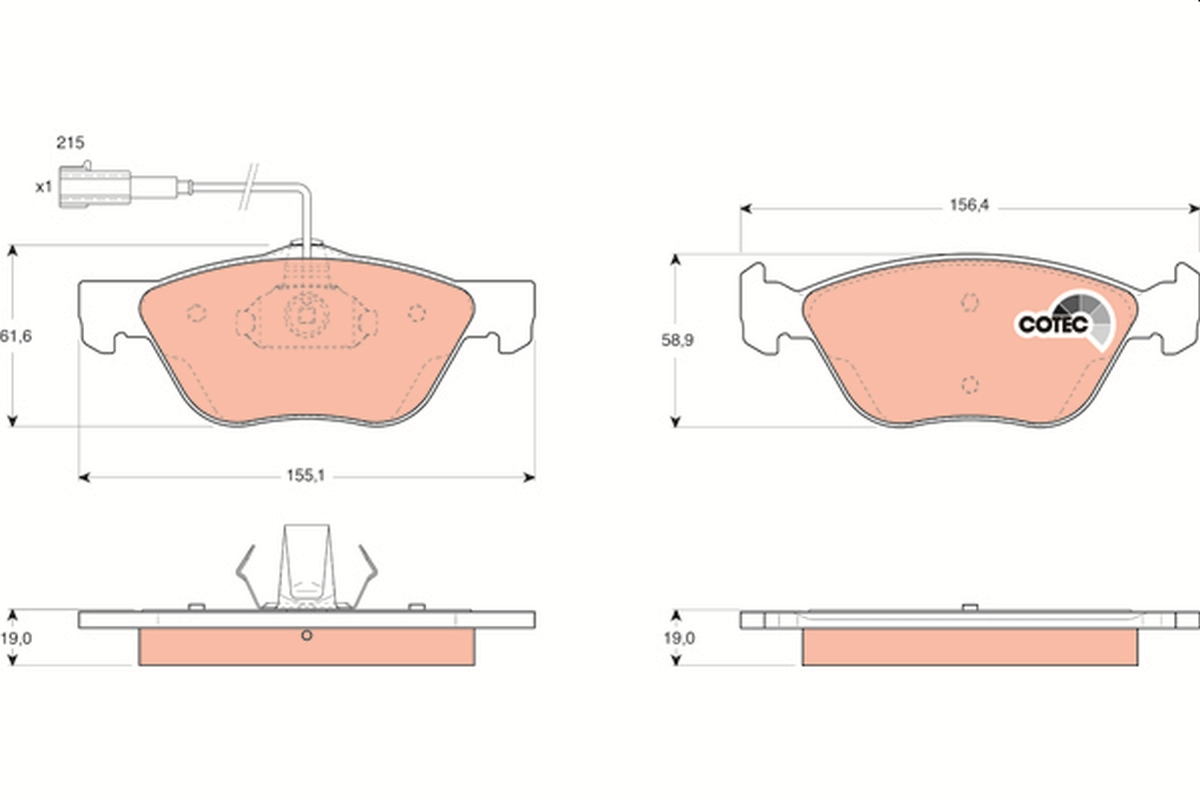 Brake Pad Set, disc brake - GDB1445 TRW