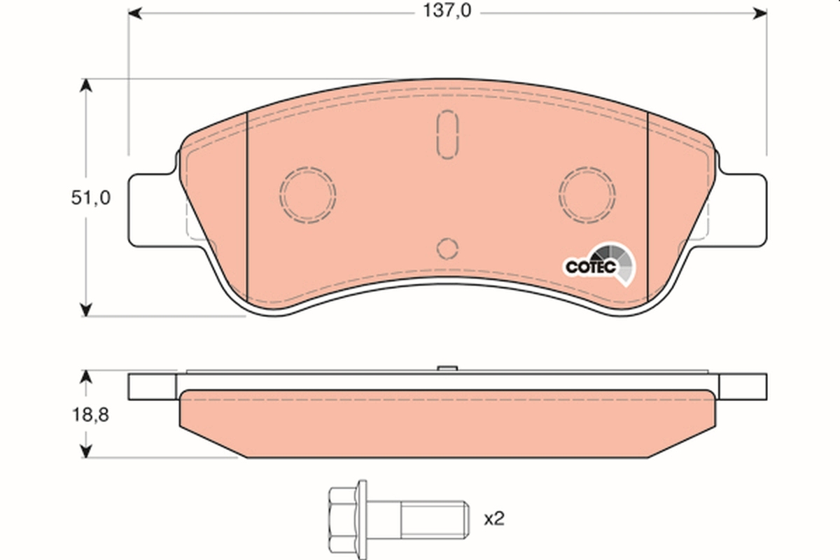 Brake Pad Set, disc brake - GDB1463 TRW