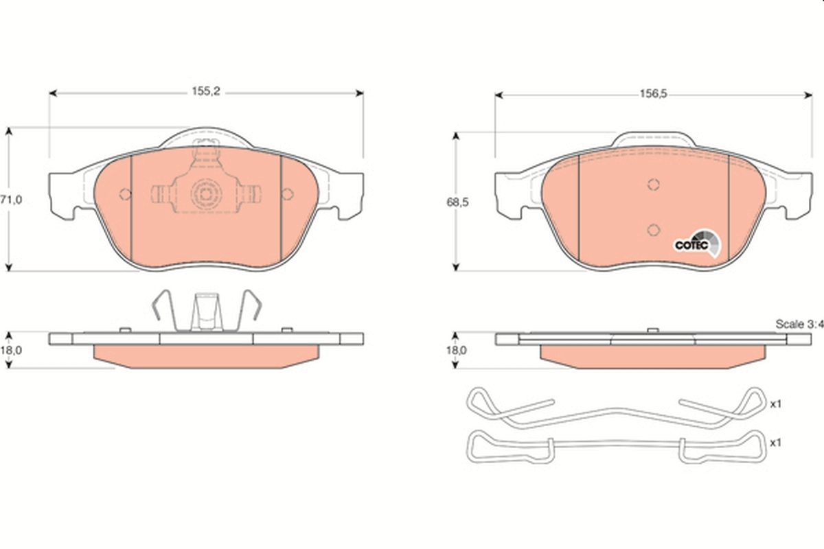 Brake Pad Set, disc brake - GDB1468 TRW