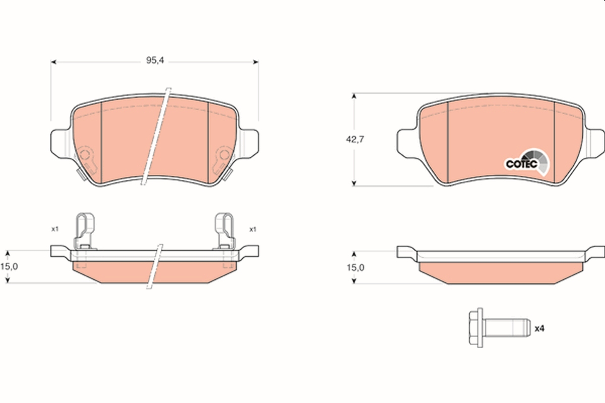 Brake Pad Set, disc brake - GDB1515 TRW