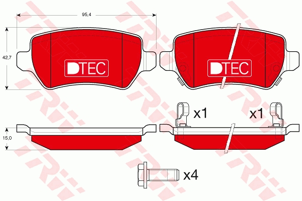 Brake Pad Set, disc brake - GDB1515DTE TRW