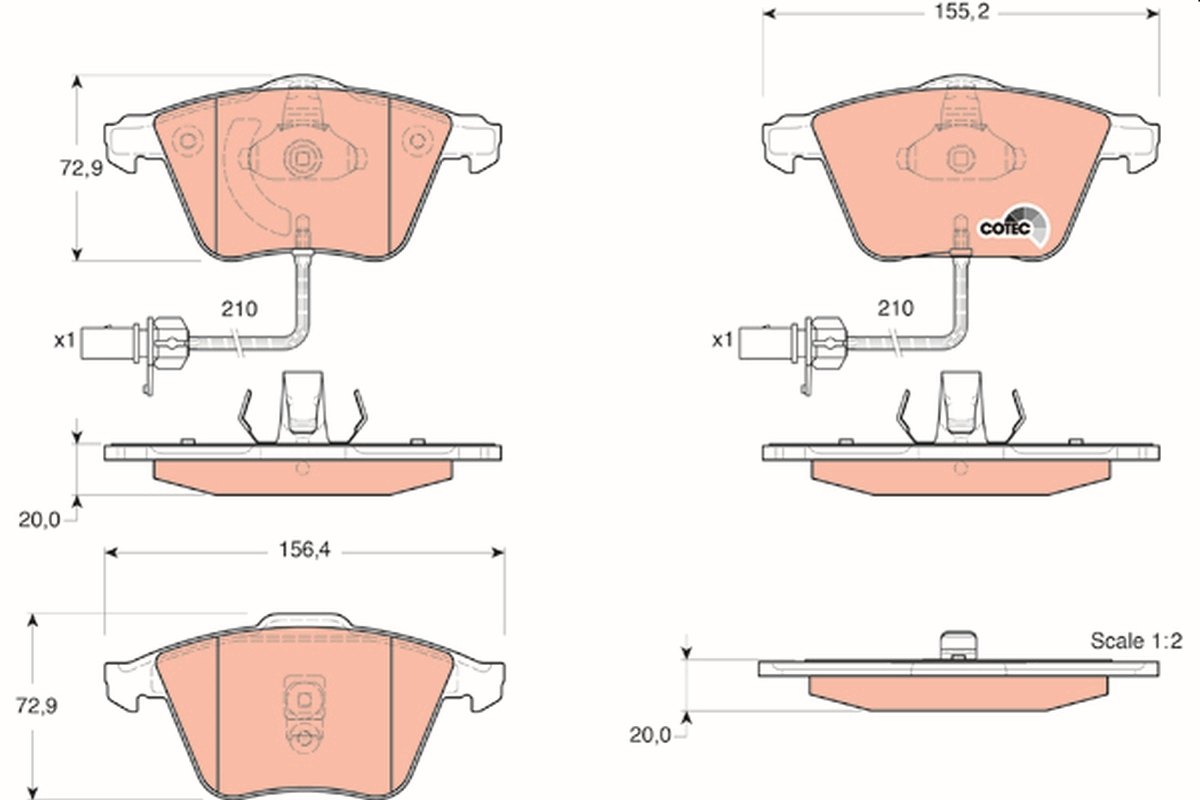 Brake Pad Set, disc brake - GDB1528 TRW
