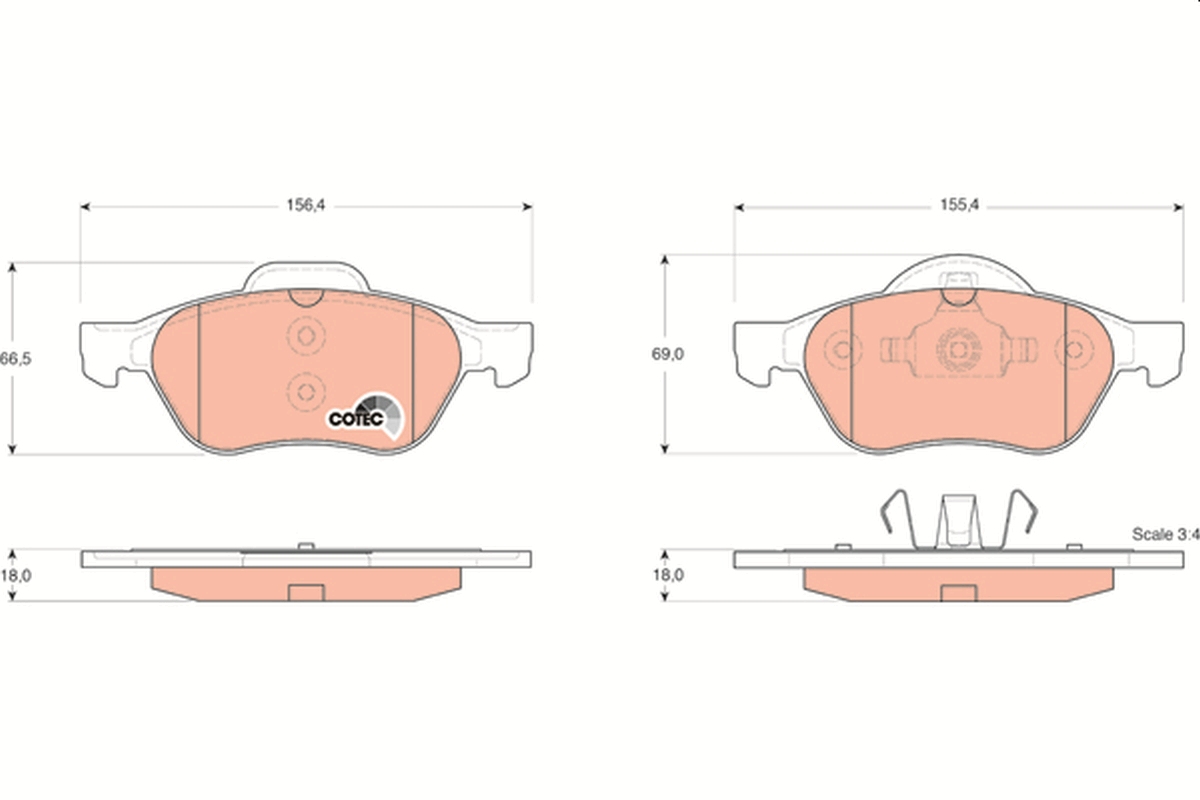Brake Pad Set, disc brake - GDB1540 TRW