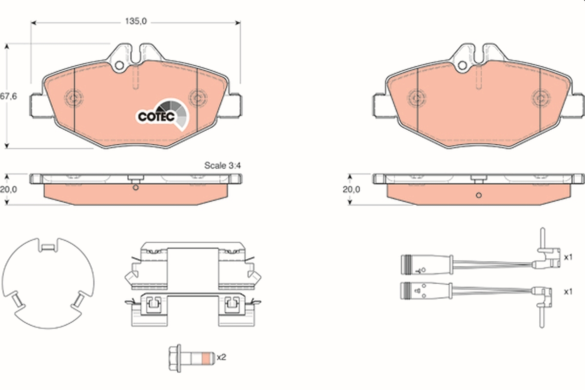 Brake Pad Set, disc brake - GDB1542 TRW