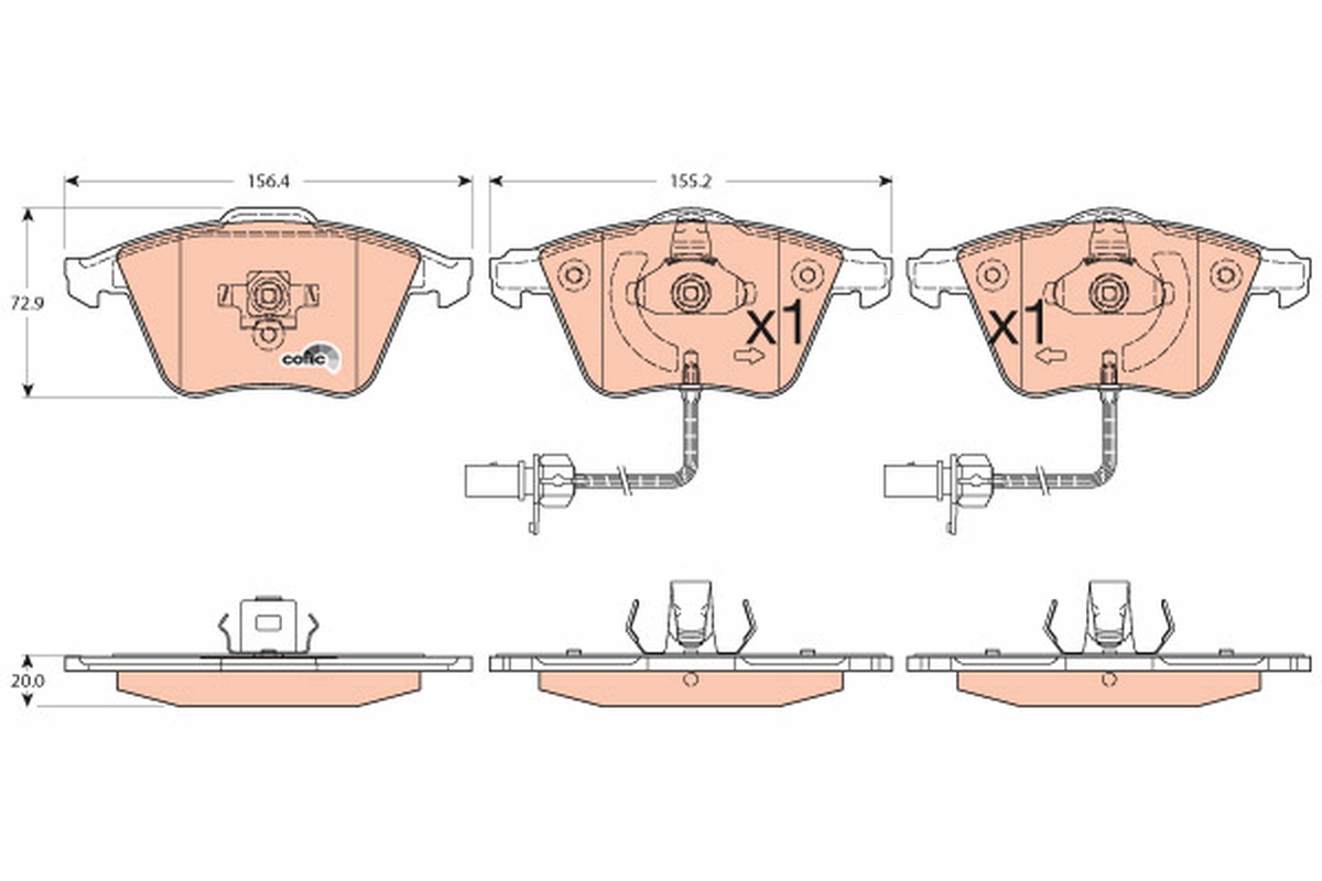 Brake Pad Set, disc brake - GDB1554 TRW