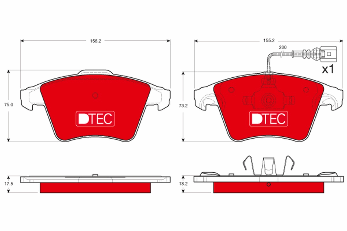 Brake Pad Set, disc brake - GDB1556DTE TRW