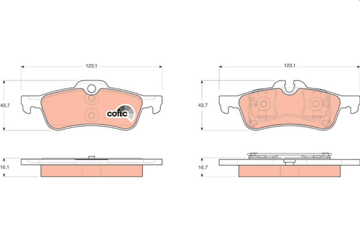 Brake Pad Set, disc brake - GDB1561 TRW