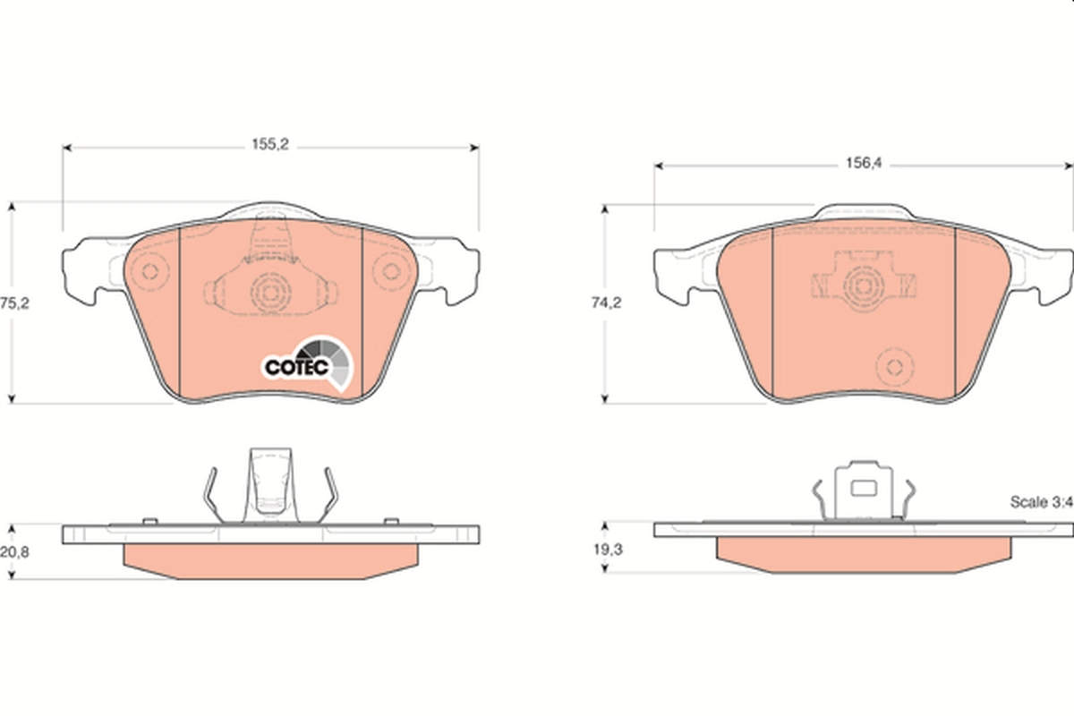 Brake Pad Set, disc brake - GDB1565 TRW