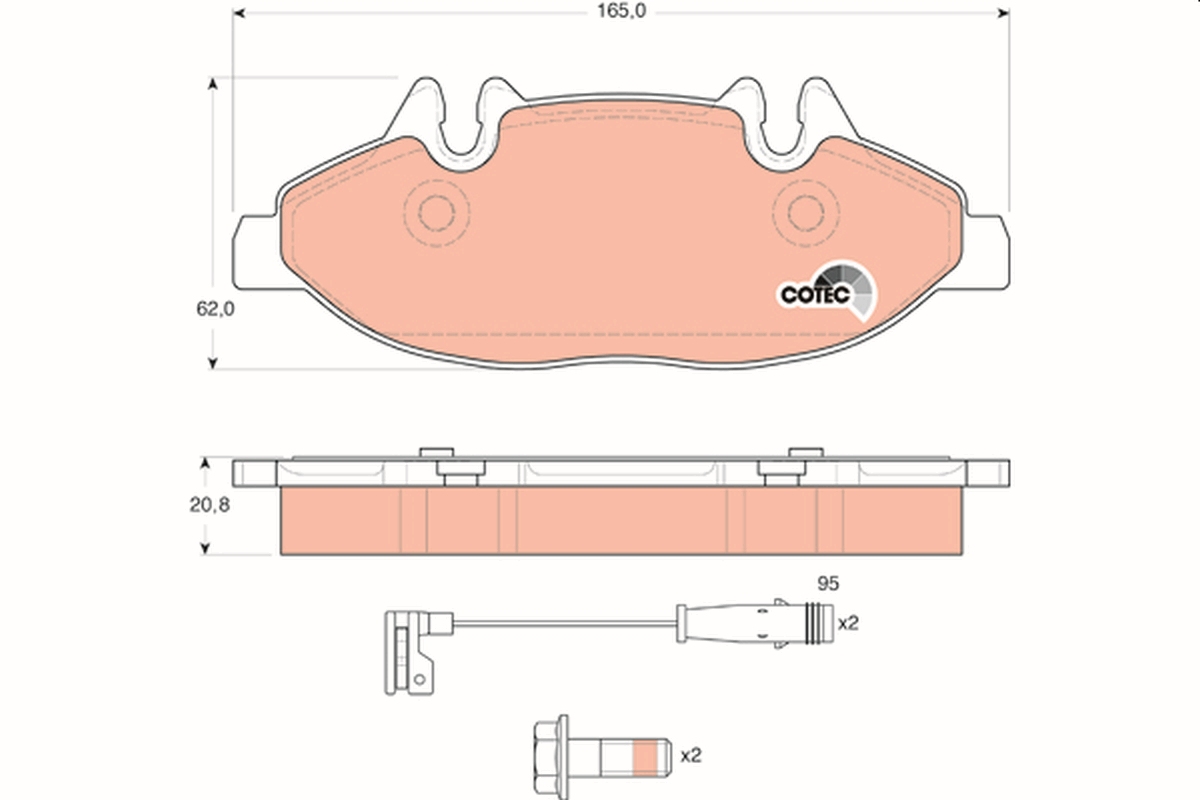 Brake Pad Set, disc brake - GDB1600 TRW