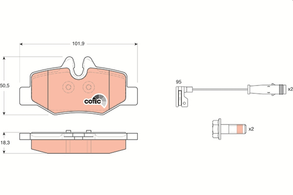 Brake Pad Set, disc brake - GDB1601 TRW
