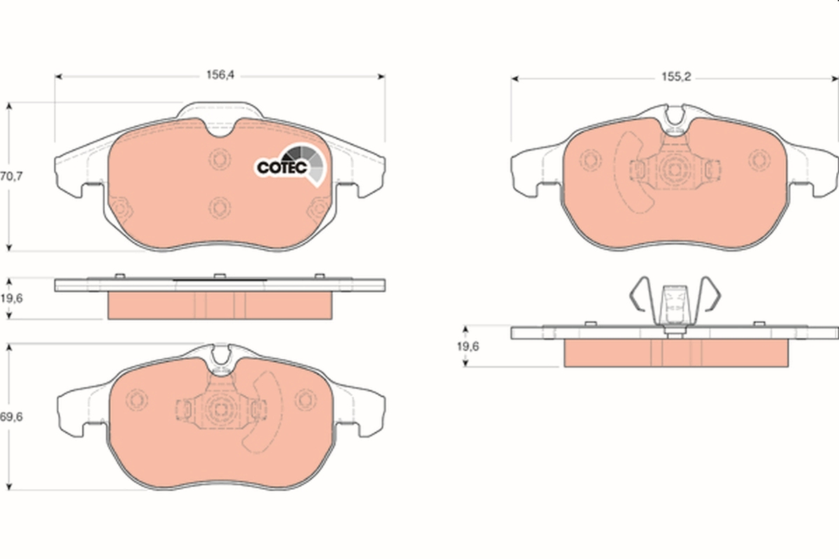 Brake Pad Set, disc brake - GDB1613 TRW