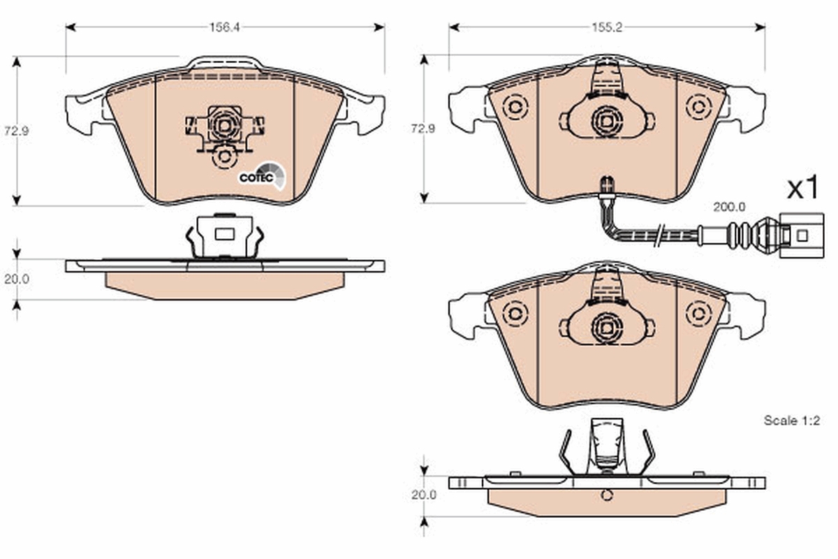 Brake Pad Set, disc brake - GDB1616 TRW
